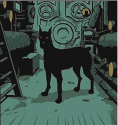Eul' chien noir dans eul' sous-marin !